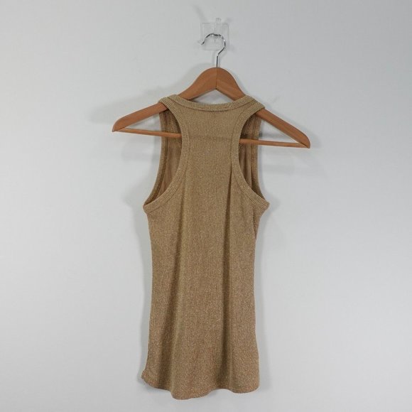LA PETITE Francaise Top Small Nude Tank Knit Ribbed Metallic Parisian FRANCE - Picture 6 of 8